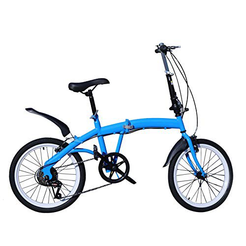 Kaibrite Klapprad, 20 Zoll 7 Gang Fahrrad Doppel V Bremse Klappfahrrad Faltrad Höhenverstellbar 70-100mm (Blau)