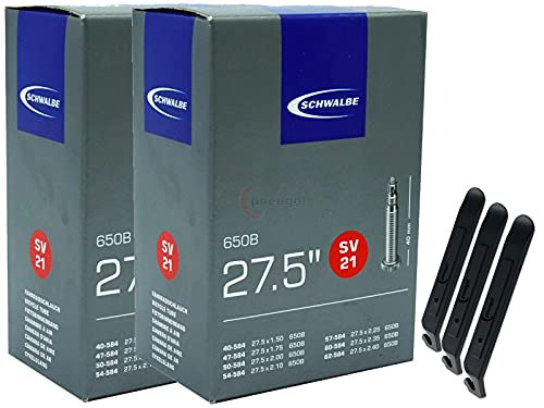 pneugo! Set 2 x Schwalbe Fahrradschlauch 27.5 Zoll Sclaverand 40-584/62-584 + 3 Reifenheber