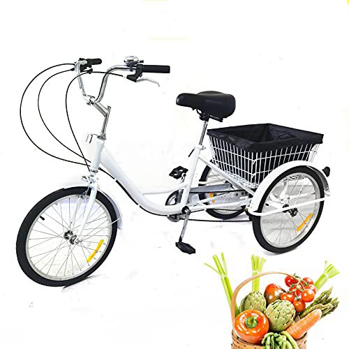 RANZIX Dreirad für Erwachsene mit Korb - 20 Zoll 8 Gänge Dreirad für Senioren,Erwachsenendreirad,Trike Cruise 3-Rad-Fahrrad mit großem Korb für Shopping & Ausflug Erwachsene