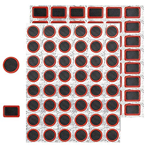 XINCHEN Fahrrad Gummi Patch 96 Stück Fahrradreifen Patch Kit Fahrradreifen Gummi Patch Reparaturkaestchen Flicken für Fahrrad Motorrad Reifen Reparatur Zubehör