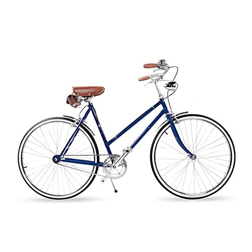 paritariny Komplette Cruiser-Bikes, Rote Retro-Fahrradfrauen-Stadt-Retro-und Freizeit (Color : Deep Blue, Size : 1)