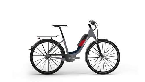 Corratec E-Power Urban 28 Fusion Tube AP5 8S Grau/Rot 2023 28"; 500 Wh Wave
