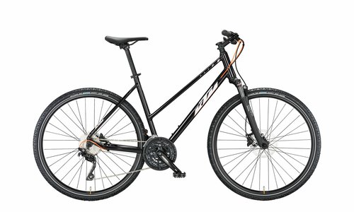 KTM X-LIFE ACTION flaming black (silver+orange matt) 2023 28"; Trapez