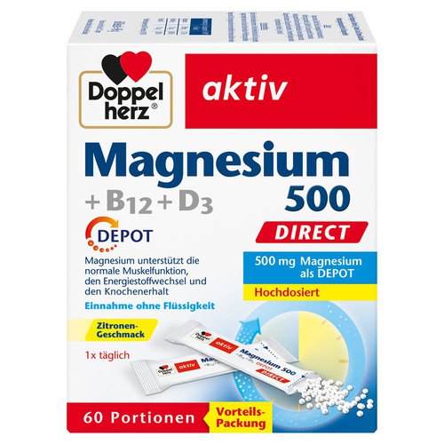 Doppelherz Doppelherz® Magnesium 500 +B12 + D3 Direct Depot