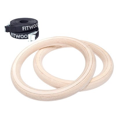 Fitwood Turnringe-Set "Ulpu", Holzoptik, schwarzes Band