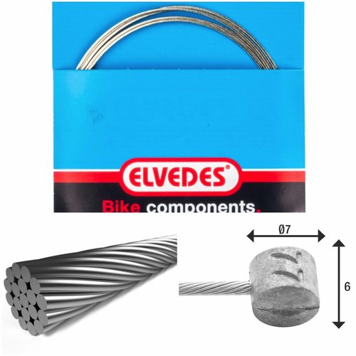 Elvedes Bremsseil 1x19 verzinkte Drähte ø1,5mm T-Kopf ø7x6mm