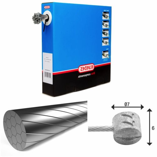 Elvedes Bremskabel 1x9 Drähte Edelstahl Slick Ø1,5mm T-Kopf Ø7x6 (x100)