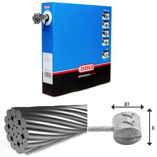 Elvedes Bremse kabel 1x19 Drähte Edelstahl Ø1,5mm T-Kopf Ø7x6 (x50)