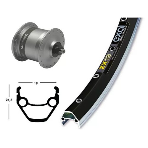 Exal Vorderrad Ridewill Dyn. Br Shim.Dh3N31 36 Tr.