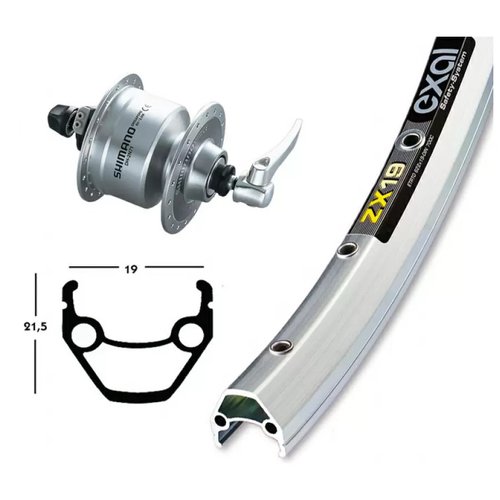 Exal Vorderrad Nabe Dyn Dh3N72 Qr 36T Zx 19