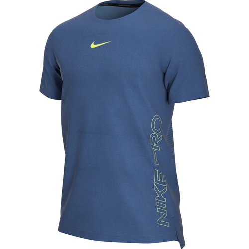 Nike Pro Dri-FIT Burnout kurzarm Trainingsshirt Herren court blue/dutch blue/volt M
