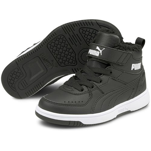 Puma Rebound Joy PS Kinder Fell-Sneaker mit Klettverschluss black/white 32
