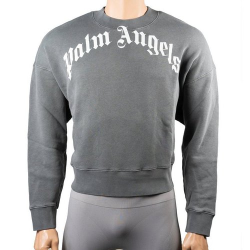 Palm Angels Sweatshirt PMBA026F21FLE0041001 Curved Logo, Oversized, Grau