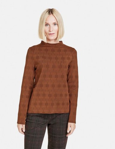 Gerry Weber Sweatshirt Pullover mit kurzem Stehkragen und Jacquard-Muster