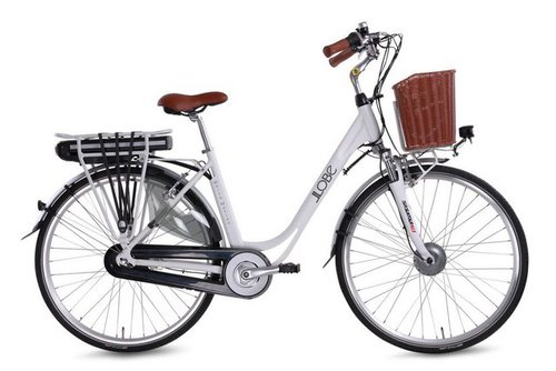 Llobe E-Bike City-E-Bike 28" White Motion 3.0 36V / 10,0Ah, 7 Gang, Frontmotor, 360,00 Wh Akku, 7-Gang, Frontkorb in Weidenoptik