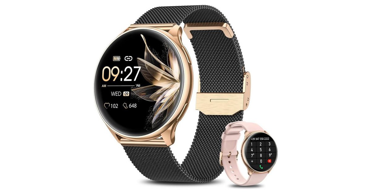 Banlvs Smartwatch (1,32 Zoll, Android, iOS), Damen Always-On
