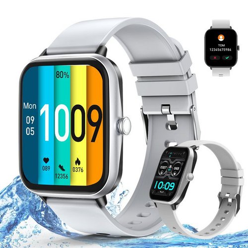 Powerwill Smartwatch Herren Damen mit Telefonfunktion 1,83 Zoll Fitnessuhr Smartwatch (1,83 Zoll), 20 Sportmodi, Pulsmesser, SpO2 Stress Schlafmonitor, IP68 Wasserdicht Schrittzähler für Android iOS