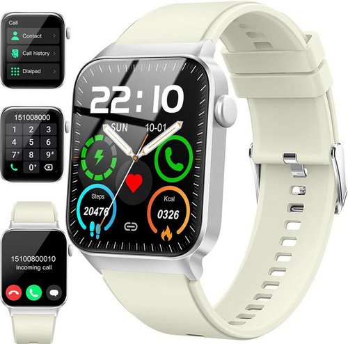Donerton Fur Herren Damen mit Puls-Schlaf-Monitor Schrittzähler Smartwatch (1.85 Zoll, Andriod iOS), mit Telefonfunktion/Message Reminder, 112+Sportmodi IP68 Wasserdicht