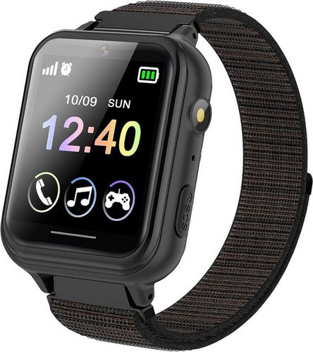 Pthtechus Smartwatch (1,54 Zoll, Android iOS), Telefon Uhr für Kinder 10 Spiele MP3 Musik Anruf Taschenlampe kamera