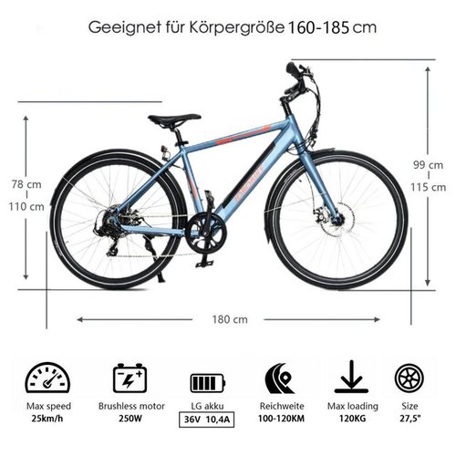 Jobobike E-Bike Viva - Ihre Wahl statt zu Fuß! Leichtes Vorankommen. Damen/Herren, 7 Gang, Heckmotor, (27.5 Zoll, 36V 10.4A/14Ah LG-Zellen, 2 tlg., Verdecktem Akku- Stilvoll bleiben), (Flagship-Store autorisierter Verkauf)