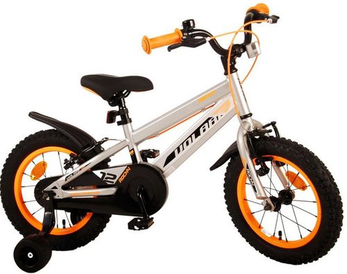 Tpfsports Kinderfahrrad Volare Rocky 14 Zoll mit 2x Handbremse, 1 Gang, (Jungsfahrrad - Jungen Kinderrad - ohne Schaltung - Sicherheitsgriffe), Jungs Fahrrad - Kinder Fahrrad 14 Zoll mit Stützräder - Grau