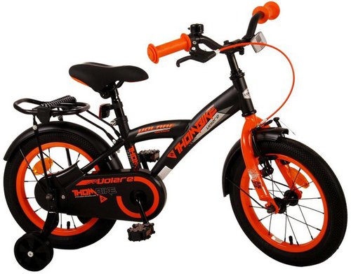 Tpfsports Kinderfahrrad Volare Thombike 14 Zoll mit Rücktritt und Handbremse, 1 Gang, (Jungsfahrrad - Jungen Kinderrad - ohne Schaltung - Sicherheitsgriffe), Jungs Fahrrad - Kinder Fahrrad 14 Zoll mit Stützräder - Orange