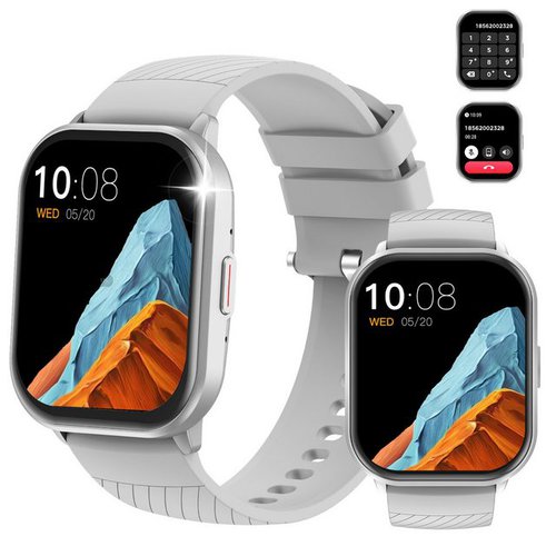 Yuede Smartwatch Damen Herren, Neueste Fitness Uhr mit Anruffunktion Smartwatch (Quadratischer 2,01-Zoll-Voll-Touch-Farbdisplay) Zoll), Fitness Tracker Armbanduhr mit Schrittzähler, Blutsauerstoff, Blutdruckmessung, Schlafüberwachung, AI Voice und SNS-Benachrichtigung etc., Bluetooth 5.3 Sportuhr, IP67 wasserdicht, unterstützt 120+ Sportmodi, verfügbar für Android 5.0+ / iOS 9.0+