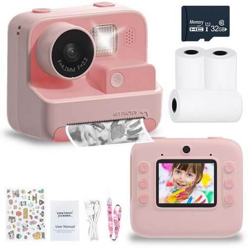 Kind Ja Polaroidkamera,Kinderkamera,Druckkamera,48 Megapixel Kinderkamera (90*80*55mm, geeignet für Foto- und Video-Thermodruck in schwarz/weiß)