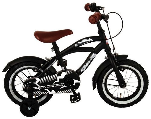 Volare Kinderfahrrad 12 Zoll Kinder Jungen Fahrrad Kinderfahrrad Rad Cruiser Schwarz 21201, 1 Gang, Stützräder