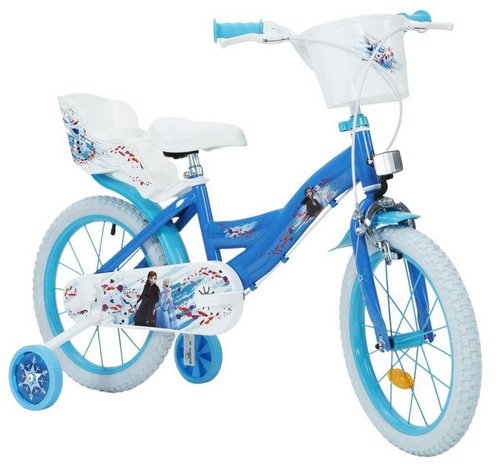 Huffy Kinderfahrrad 16 Zoll Kinder Mädchen Fahrrad Frozen Rad Eiskönigin Elsa 21871W, 1 Gang, Korb, Puppensitz, Stützräder
