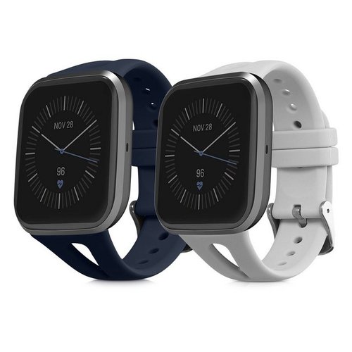 Kwmobile 2x Band für Fitbit Versa 4 / Sense 2 / Versa 3 / Sense Smartwatch, Silikon Fitnesstracker Ersatz Sportarmband - Größe S