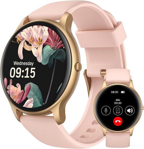 Agptek SR2 Smartwatch (1,32 Zoll, Andriod IOS), 100+Sportmodi Herzfrequenz Schrittzähler Schlafmonitor für iOS Android