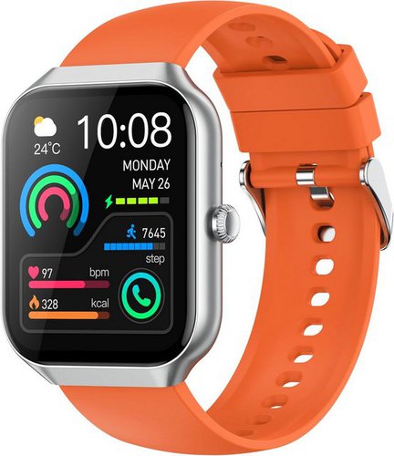 Jugeman Damen's und Herren's Telefonfunktion Fitness-Tracker IP68 Wasserdicht Smartwatch (1,96 Zoll, Android/iOS), mit Herzfrequenz SpO2 Schlafmonitor Schrittzähler 113+Sportmodi