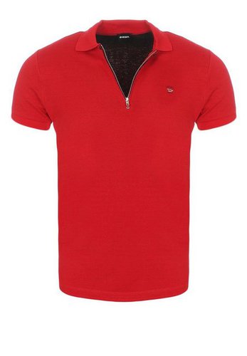 Diesel Poloshirt Herren Poloshirt T-EYE unifarben, mit Reißverschluss, Labelstitching im Brustbereich