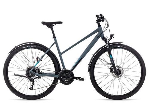 Axess Crossrad VERIS STREET Trapez, 27 Gang Shimano Alivio RD-M3100-9 Schaltwerk, Kettenschaltung, Crossbike schwarz/grau