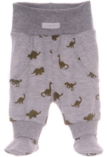 La Bortini Schlupfhose Hose mit Füßchen für Baby und Kinder in Grau mit Dinos