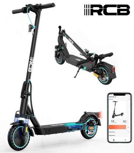 Rcb Tech E-Scooter mit Straßenzulassung (ABE), Elektroroller mit 400W Motor, Stoßdämpfung, 20,00 km/h, (1 tlg., mit Schutzblechen), mit Straßenzulassung