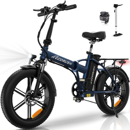 Ecorush E-Bike 20*4,0" Elektrofahrrad Snowbike für Erwachsene mit 48V15AH Akku, 7 Gang shimano, 250W Motor