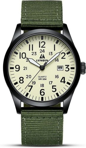 Ln Lenqin Herren's Militär 30M wasserdichte Analog Quarz Watch, mit Datum Feld Uhr Armee Taktische Sportuhr