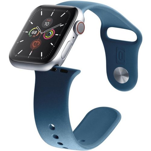 Cellularline Armband blau URBAN für Apple Watch 38/40mm Smartwatch, Armband für Apple Watch 38/40/41 mm, Stylisches blaues Armband aus Soft-Touch-Silikon