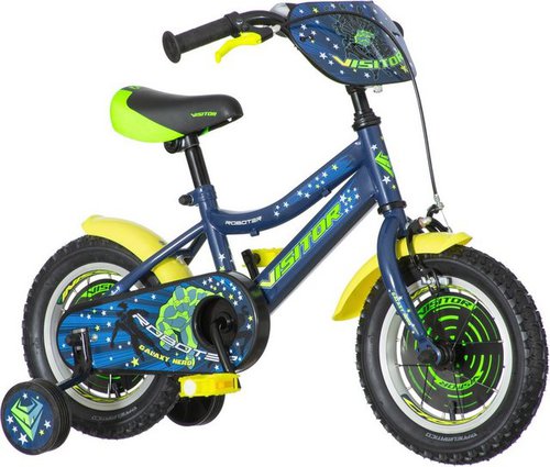 breluxx Kinderfahrrad Kinderfahrrad 12 Zoll Roboter mit Rücktrittbremse, ab 3 Jahren, inkl. Stützräder, 1 Gang, ohne Schaltung