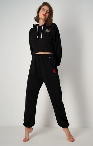 Champion Hoodie Hoodie Crop Top Stick Schwarz