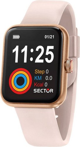 Sector Herren Armbanduhr Smartwatch, Analog-Digitaluhr, Herren Smartwatch rund, groß (ca. 44mm), Silikonarmband rosa, Sport