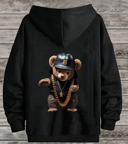 Rmk Hoodie Herren Pullover Pulli Kapuzenpullover Sweatshirt Gangster Teddy Bär mit lizenziertem Print, mit Kapuze