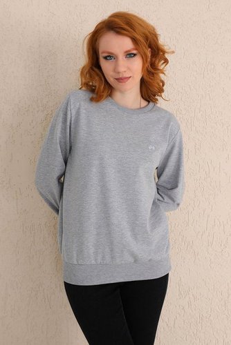 Bongual Sweater Sweatpullover Fleece mit Logostickerei