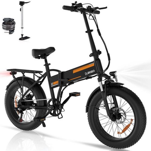 Elekgo E-Bike 20*4,0 zoll Elektrofahrrad mit36V12Ah Batterie Snowbike für Erwachsene, 7 Gang shimano, 250W Motor