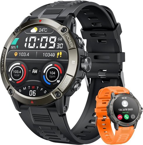 Cantaos Fitness Tracker Wasserdicht Herren's Smartwatch (1,54 Zoll, Android/iOS), mit Blutdruck Schrittzähler Telefonfunktion Kompass Herrenuhr furSport