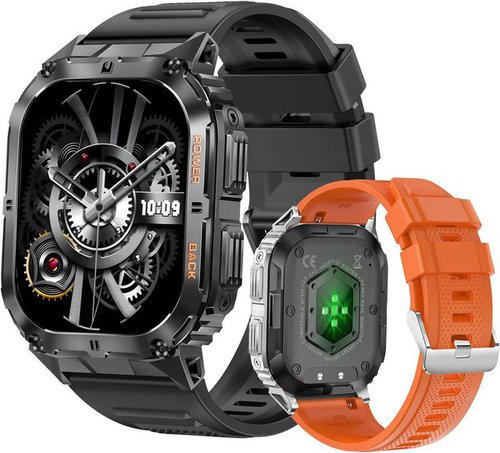 Ohugna AMOLED-Bildschirm Smartwatch (1.9 Zoll, Android, iOS), mit Telefonfunktion Bluetooth-Anrufe P68 Wasserdicht Fitness Tracker