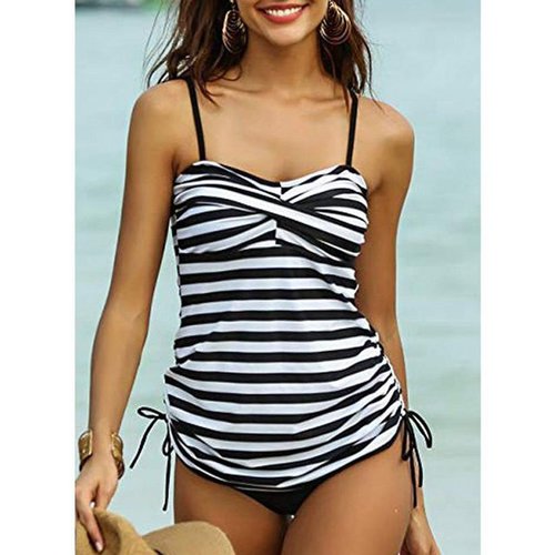 Lkupro Badekleid Damen Gedruckt Hohe Taille Badeshorts Zweiteiler Bademode Set Sport