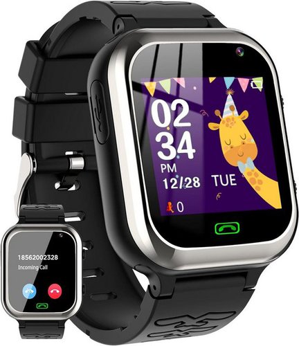 Kaacly für Jungen Mädchen Kinder Geburtstag/Weihnachten Geschenke Smartwatch, mit Telefon Anruf SOS Musik Video Kamera Schrittzähler Alarm